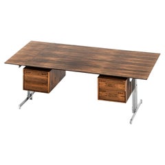 Freestanding Desk in Rosewood and Chromed Steel by Jan Lunde Knudsen, 1960's