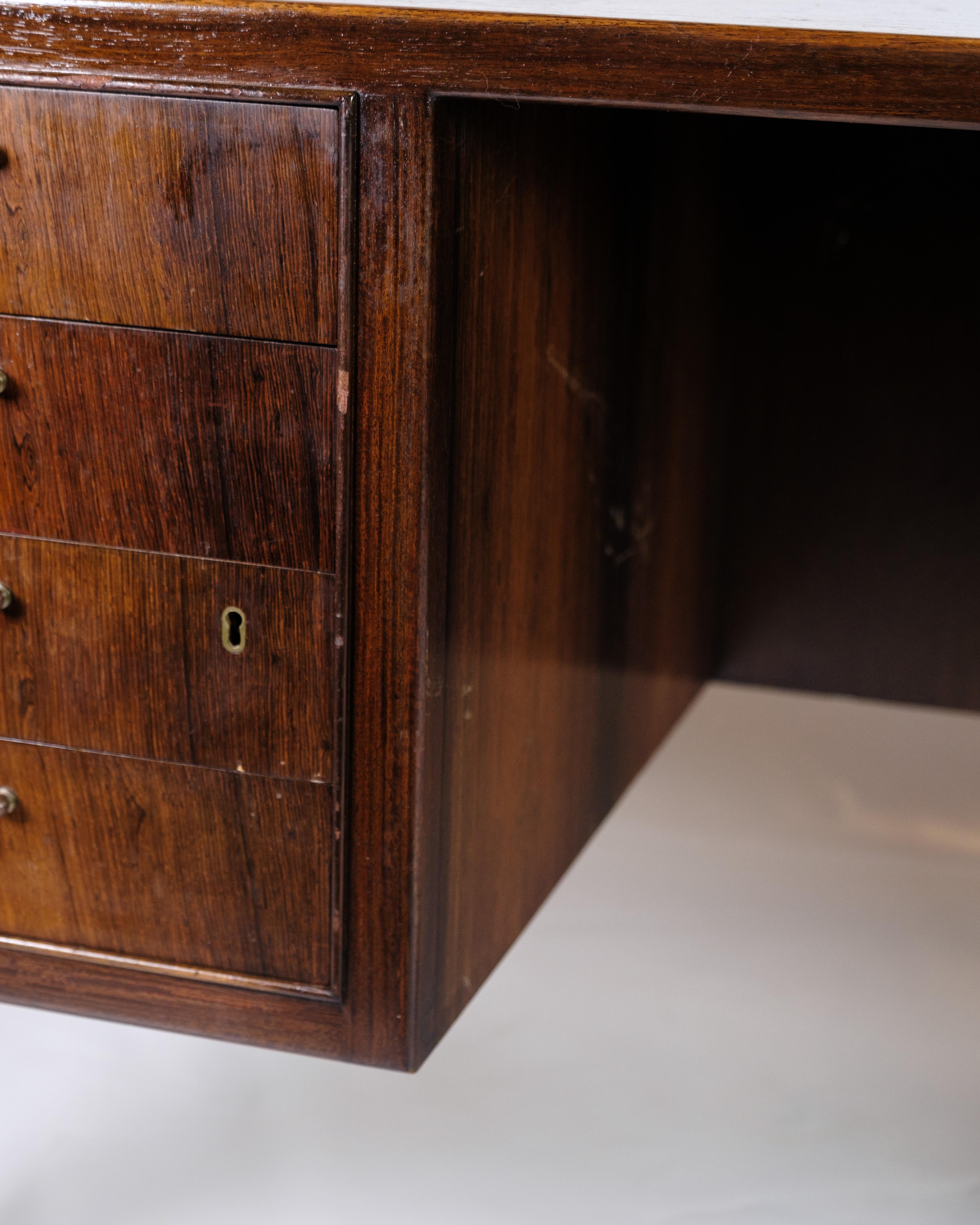 Freestanding Desk Made In Rosewood & Brass Handles By Jacob Kjaer From 1960s 5