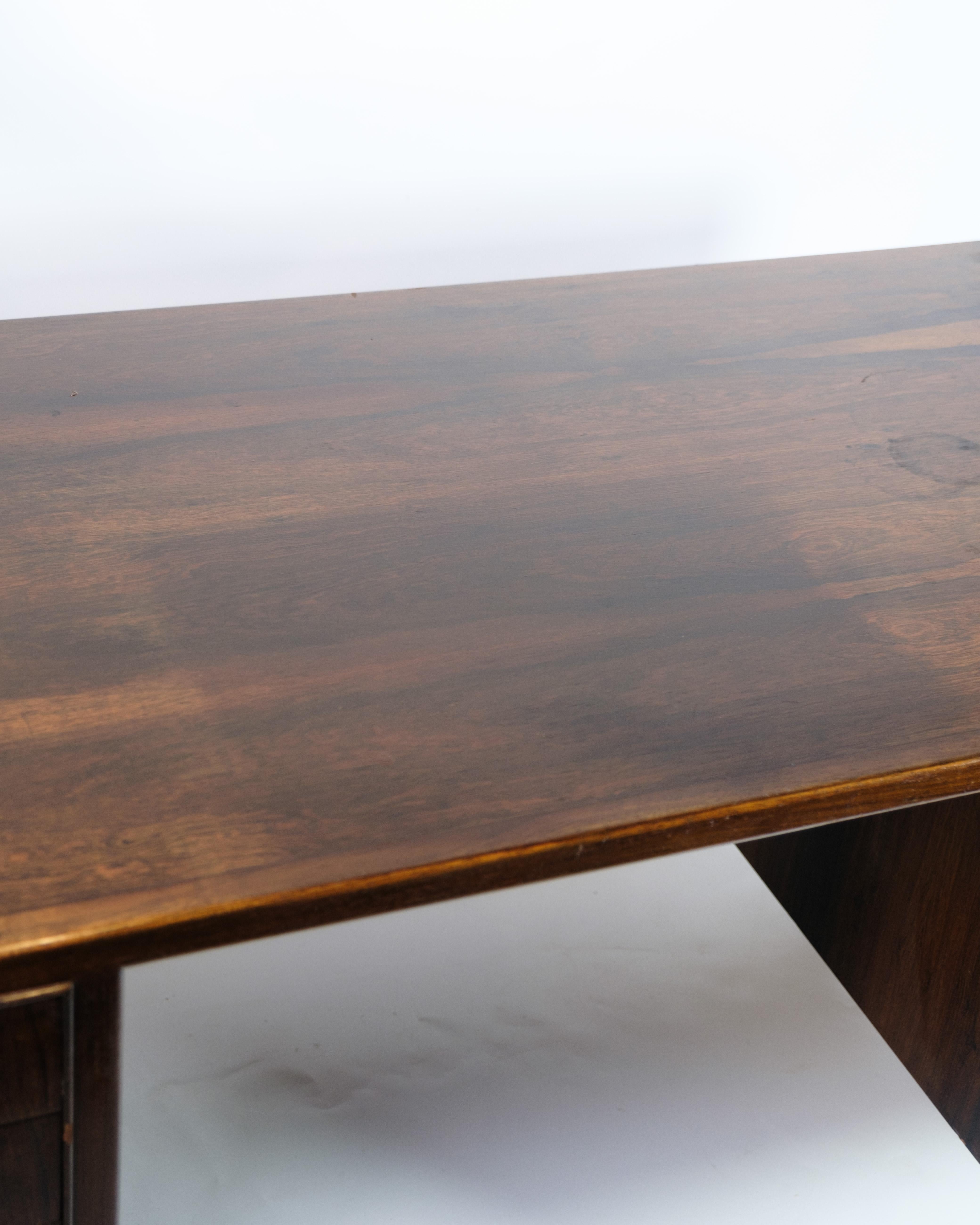 Freestanding Desk Made In Rosewood & Brass Handles By Jacob Kjaer From 1960s In Good Condition In Lejre, DK