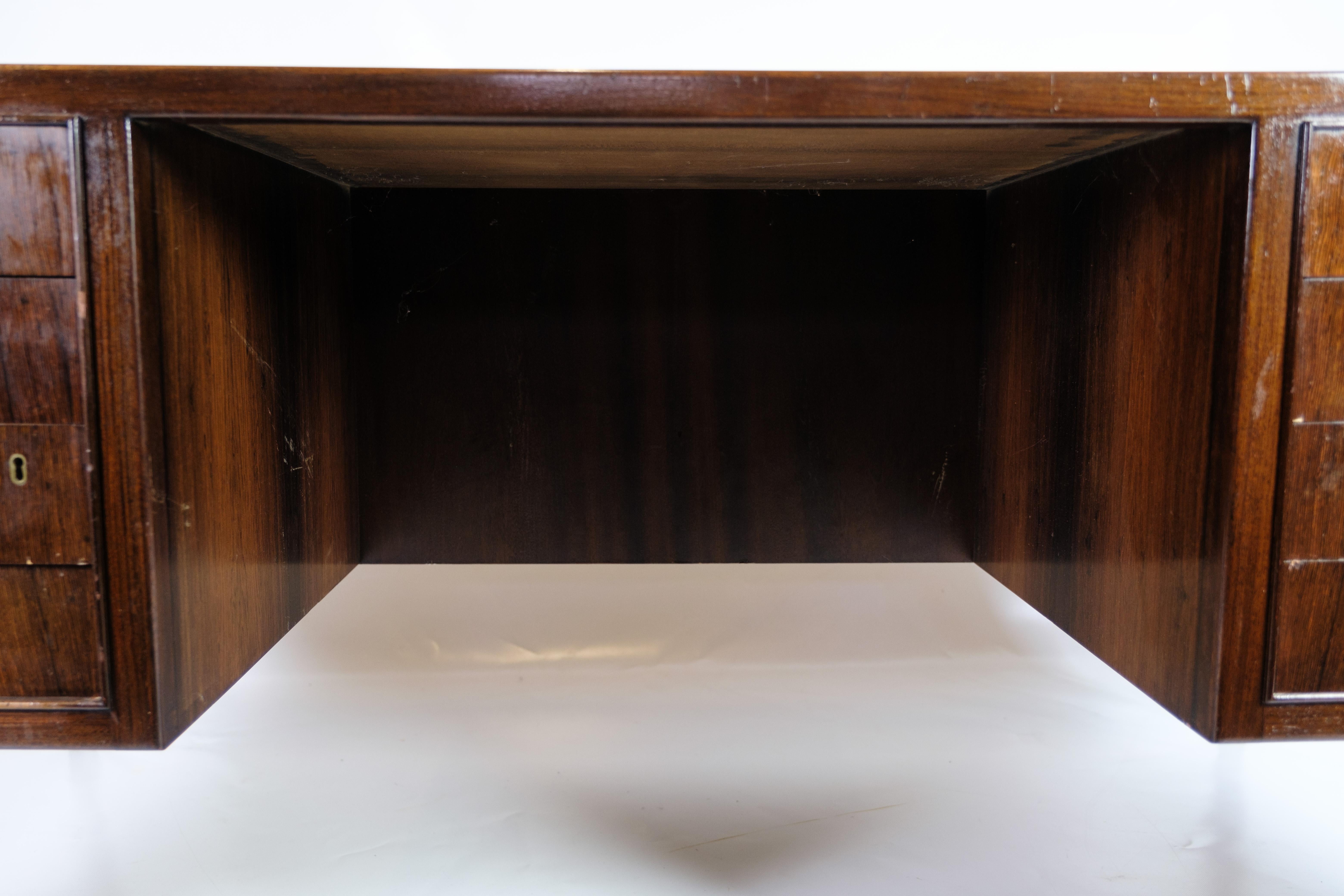 Freestanding Desk Made In Rosewood & Brass Handles By Jacob Kjaer From 1960s 1