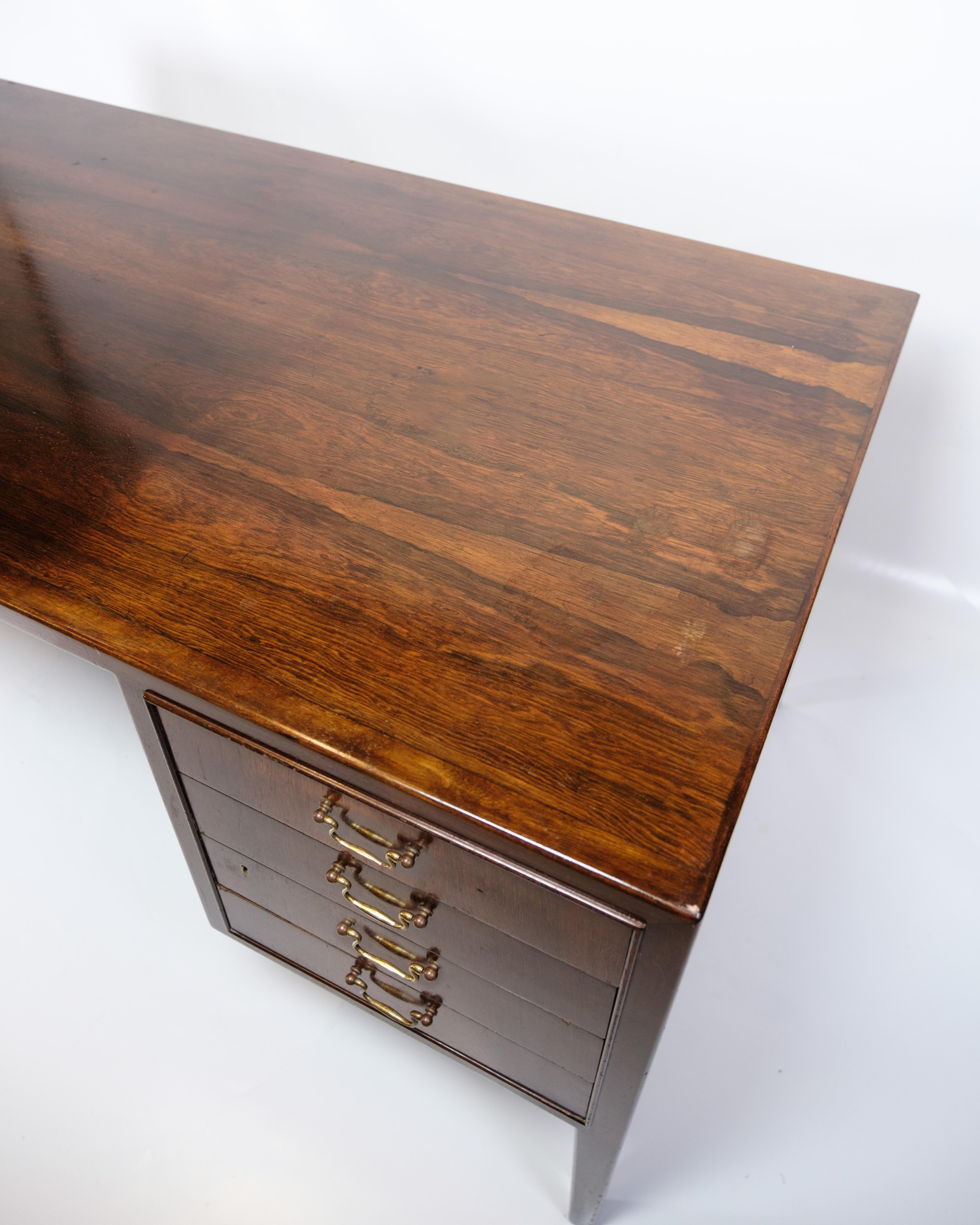 Freestanding Desk Made In Rosewood & Brass Handles By Jacob Kjaer From 1960s 2