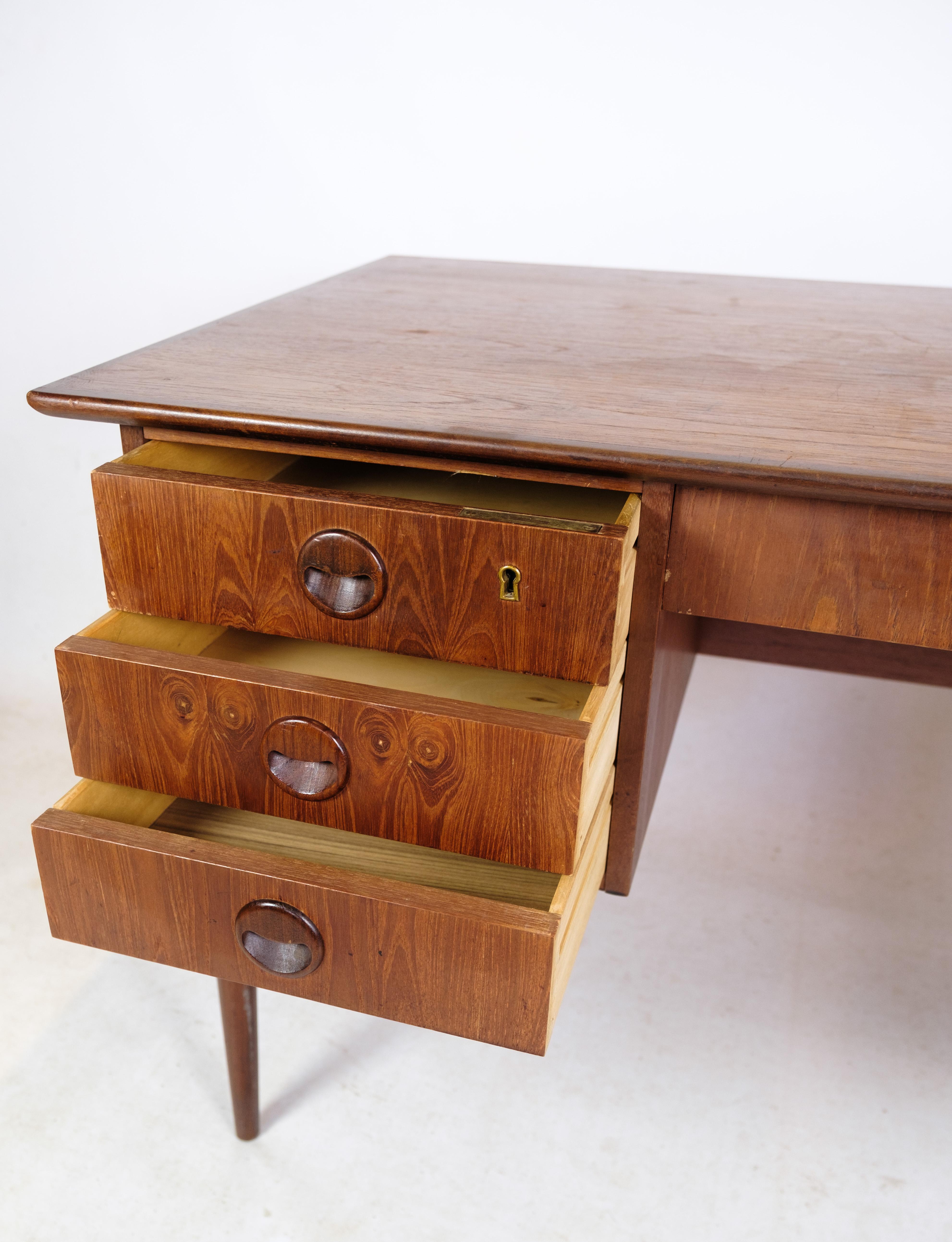 Mid-Century Modern Freestanding Desk Made In Teak, Danish Design From 1960s For Sale