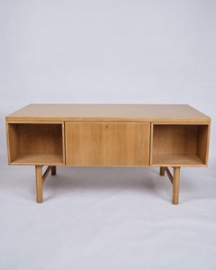 Freestanding Desk With Six Drawers In Oak By Omann Junior From 1960s