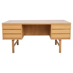 Freestanding Desk With Six Drawers In Oak By Omann Junior From 1960s