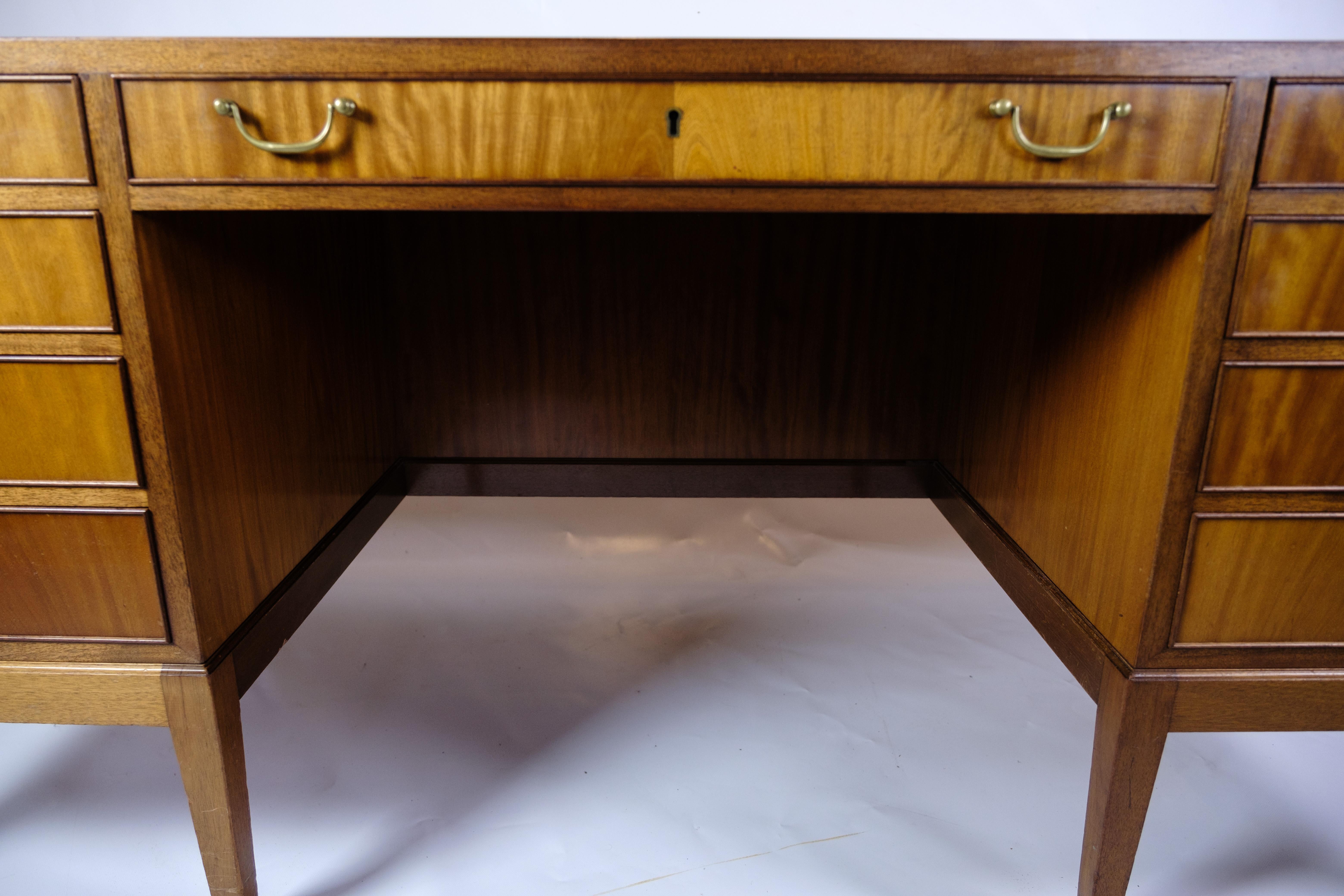 Mid-20th Century Freestanding Diplomat Desk Made In Mahogany By Fritz Henningsen From 1930s For Sale