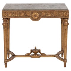 Antique Freestanding Gustavian console table in original guilt, 18th C.