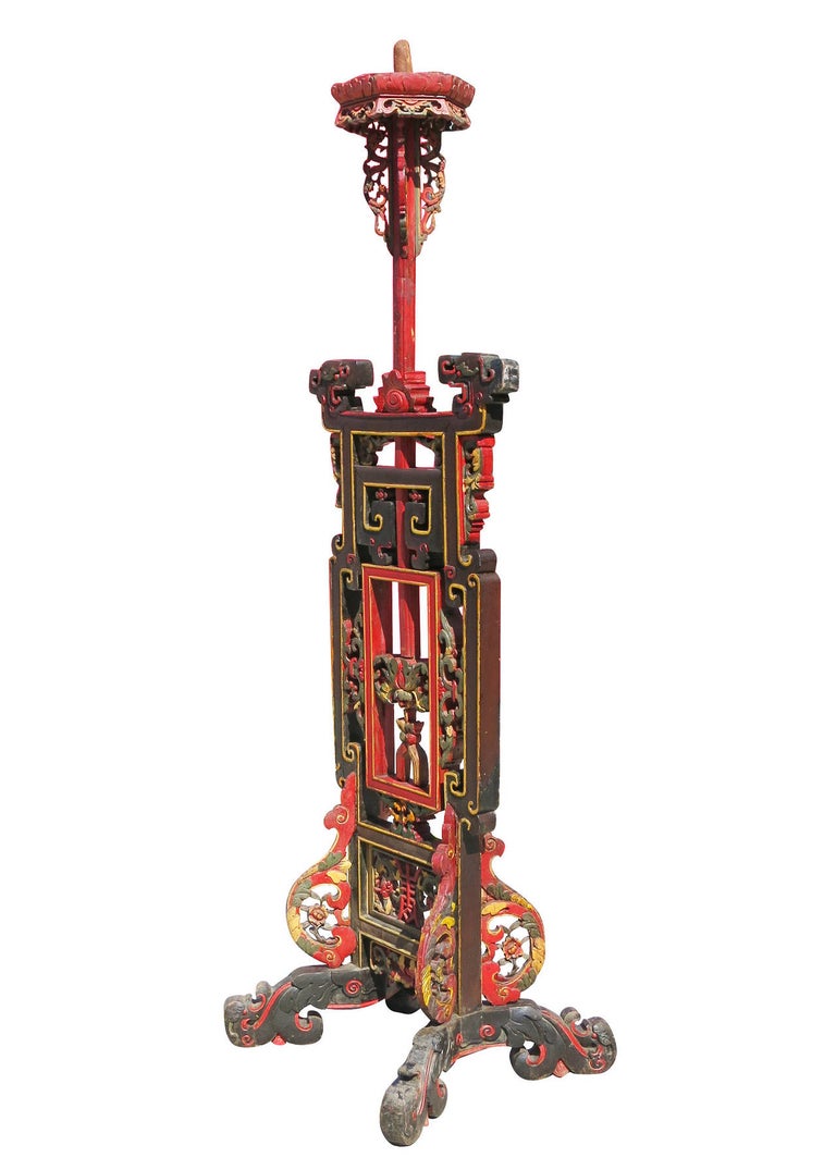 Freestanding Handcarved Chinese Candlestick Holder, Pair at 1stDibs china freestanding holder