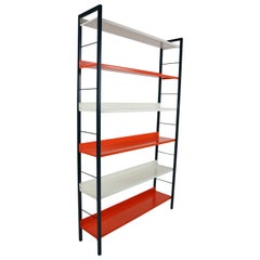 Freestanding Metal Book- Shelving Unit by A. D. Dekker for Tomado, 1950s
