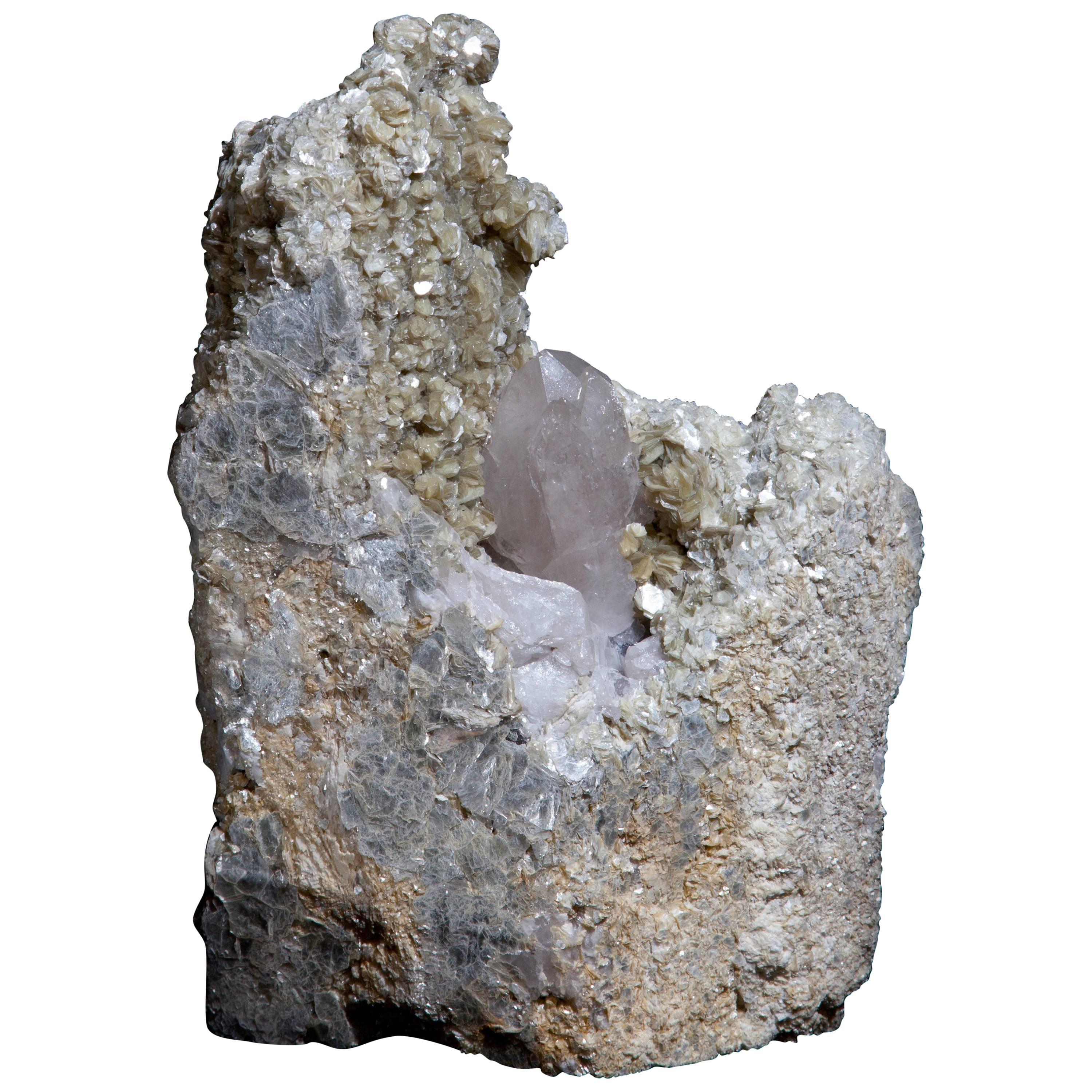 Freestanding Mica and Quartz Crystal, Brazil. For Sale