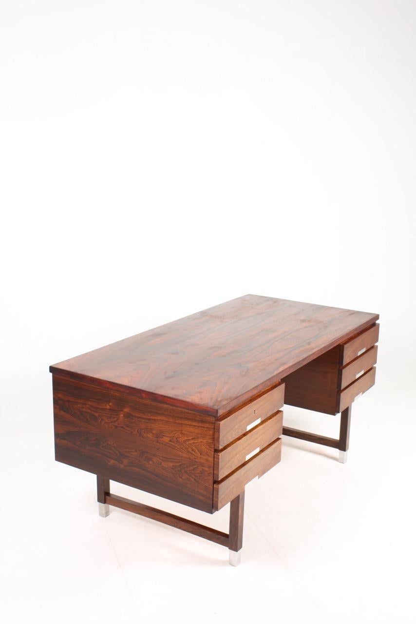 Freestanding Midcentury Desk in Rosewood, Made in Denmark 1