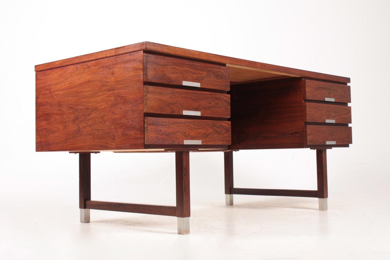 Freestanding Midcentury Desk in Rosewood, Made in Denmark 2
