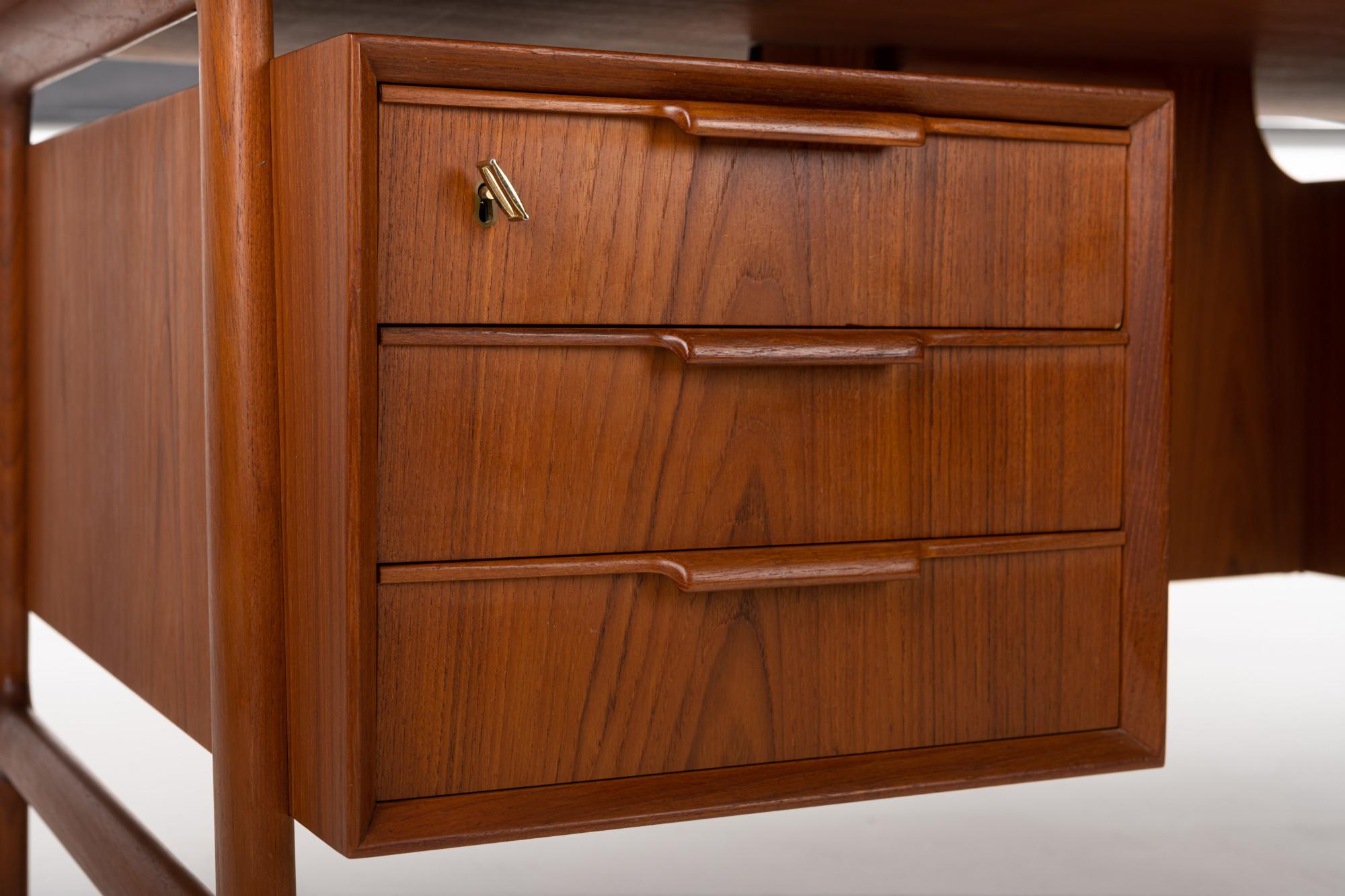 Teak Freestanding Model 75 Writing Desk by Omann Jun, Denmark, 1960