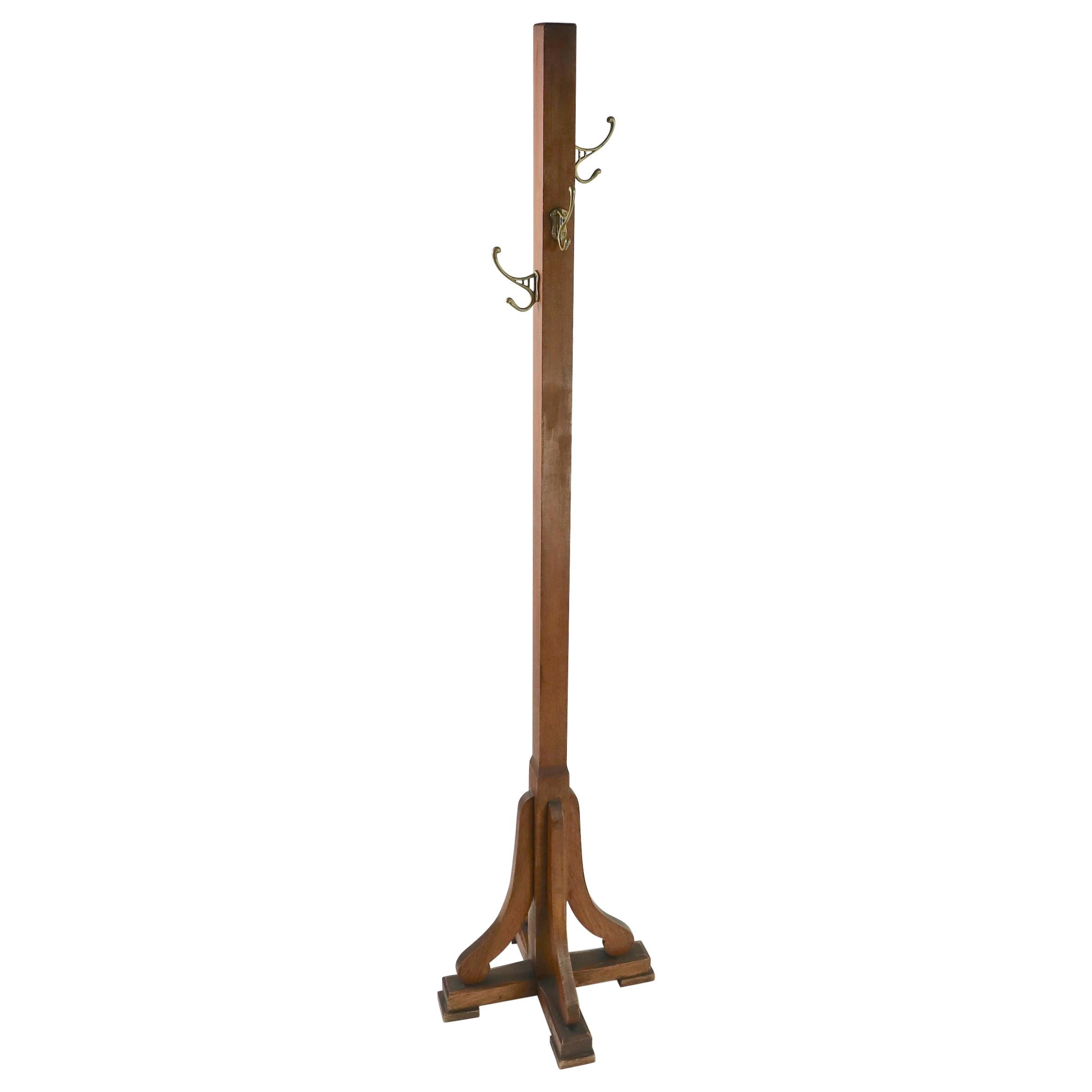 Vintage Brass Coat Tree Rack Having Eight Hooks at the Top For Sale at  1stDibs