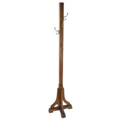 Antique Freestanding Oak Coat Tree Stand