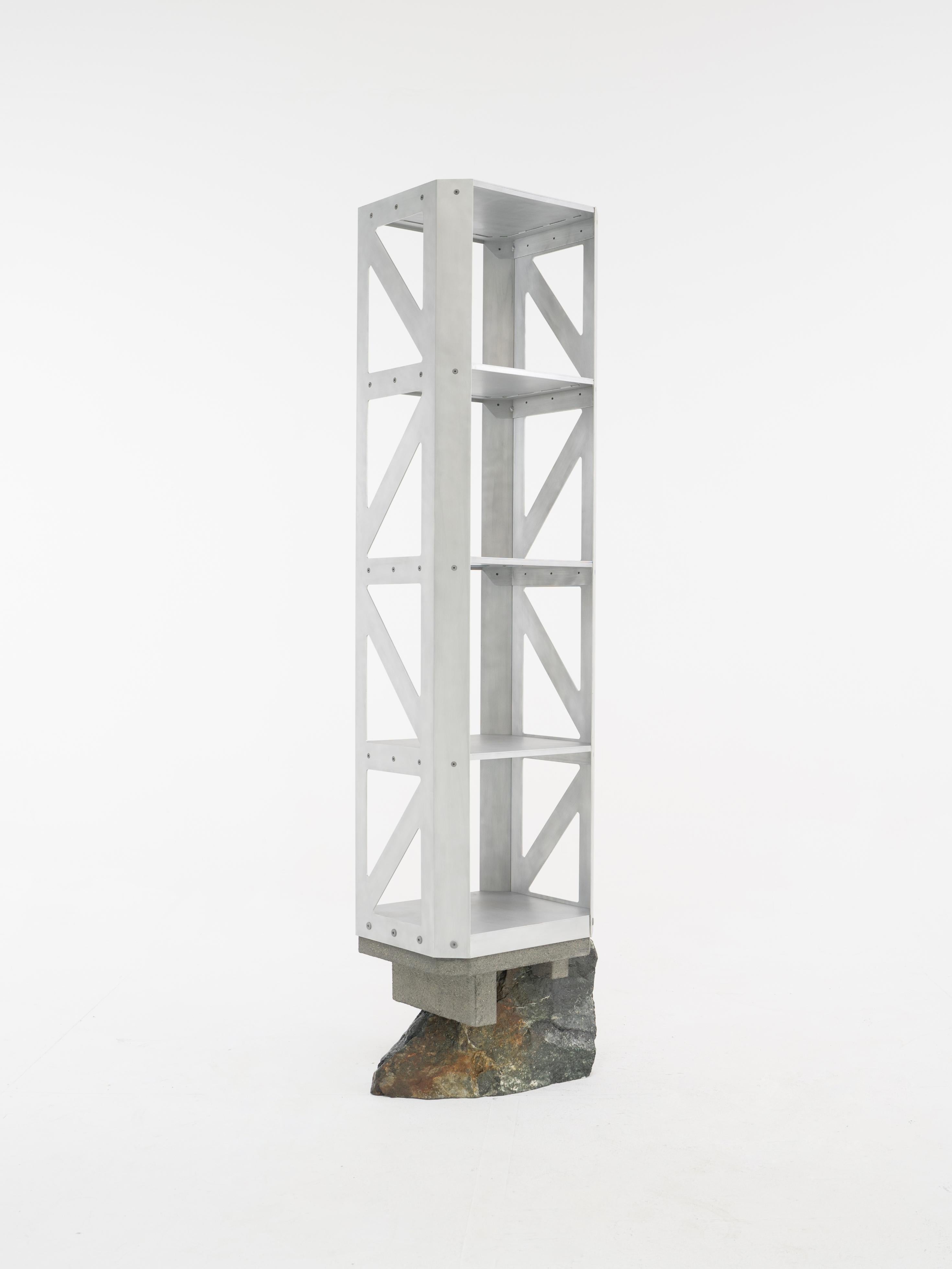 Other Freestanding shelf, Foreign Bodies LP-35A, aluminium, stone, by Collin Velkoff For Sale