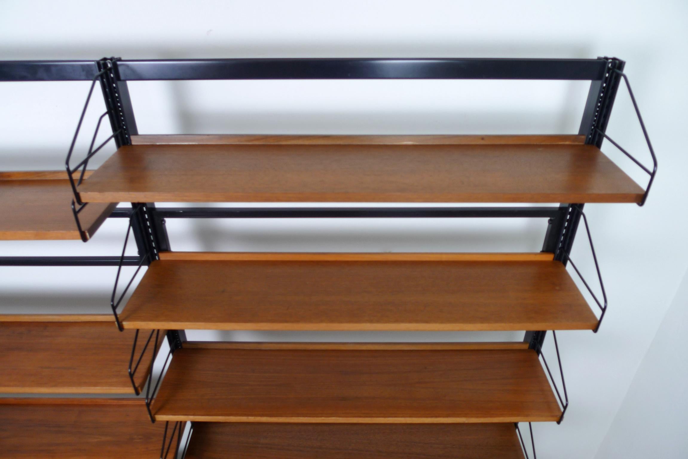 Freestanding Shelving Unit with Walnut Shelves, Germany, 1960s 6