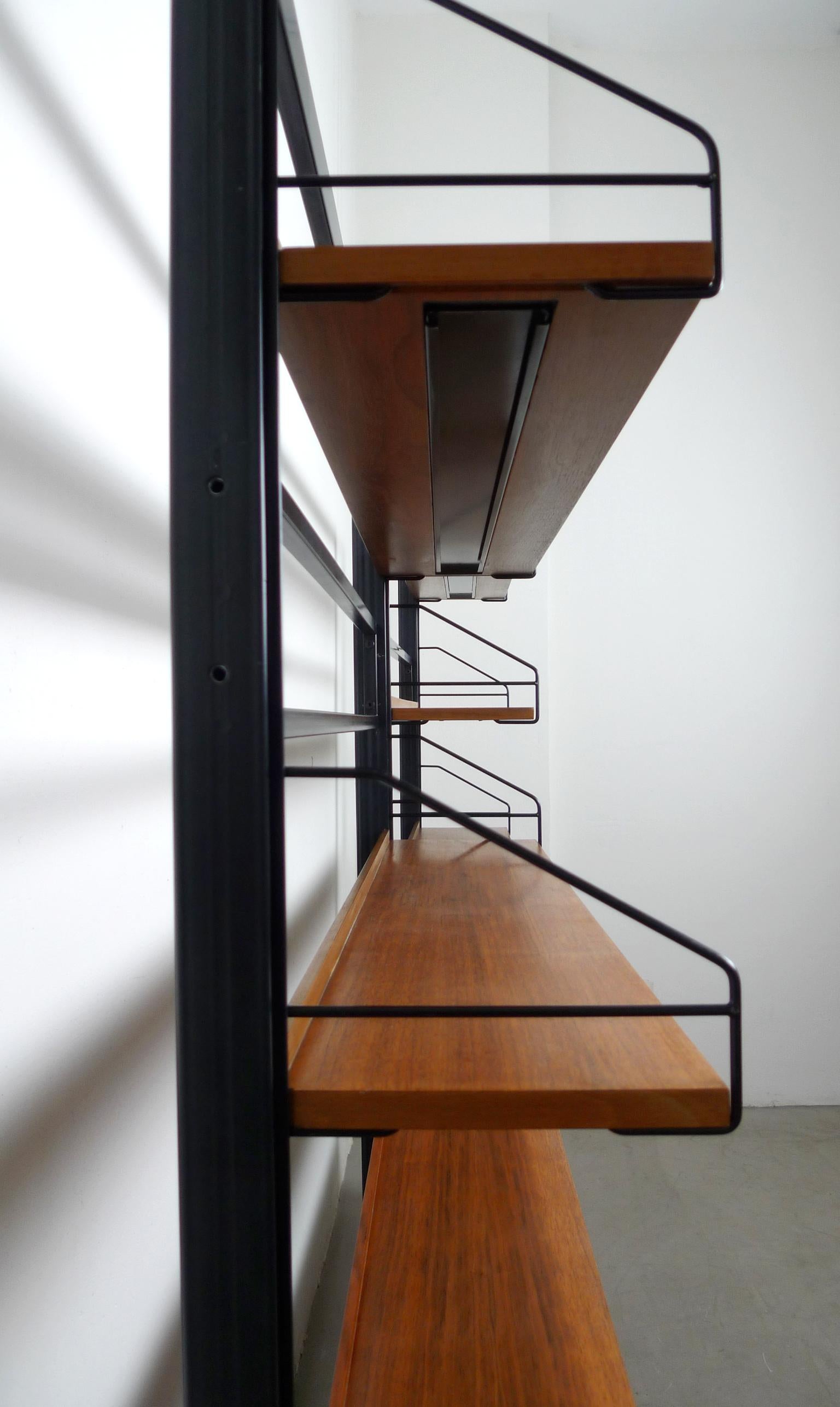 Freestanding Shelving Unit with Walnut Shelves, Germany, 1960s 8