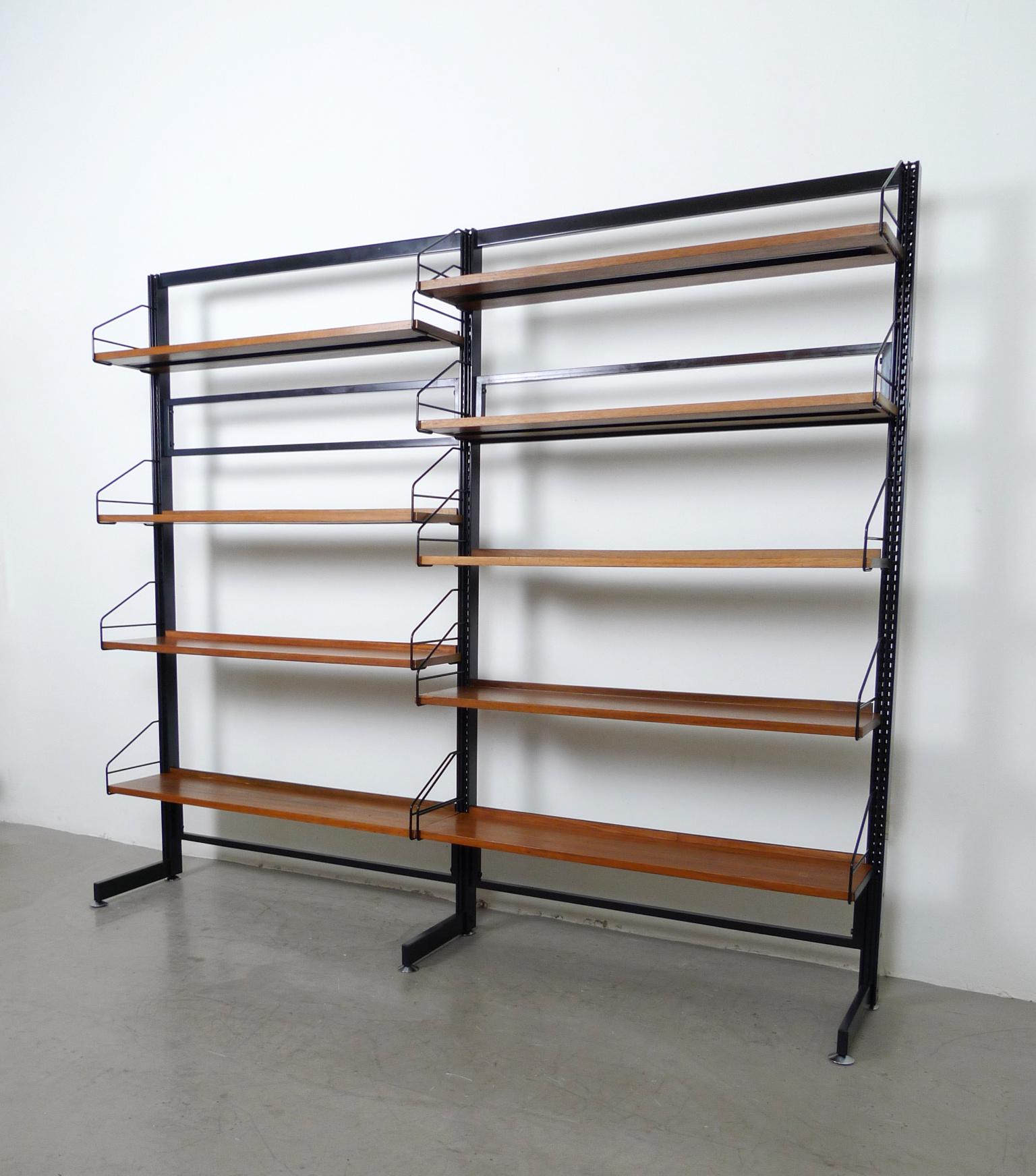 20th Century Freestanding Shelving Unit with Walnut Shelves, Germany, 1960s