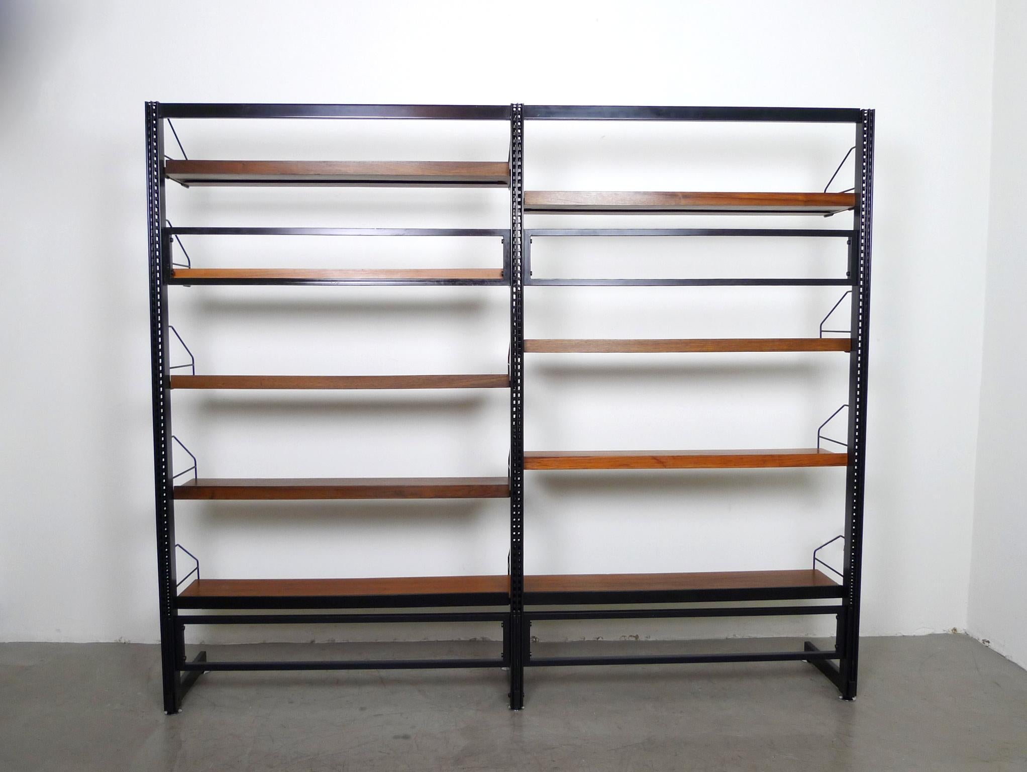 Freestanding Shelving Unit with Walnut Shelves, Germany, 1960s 1