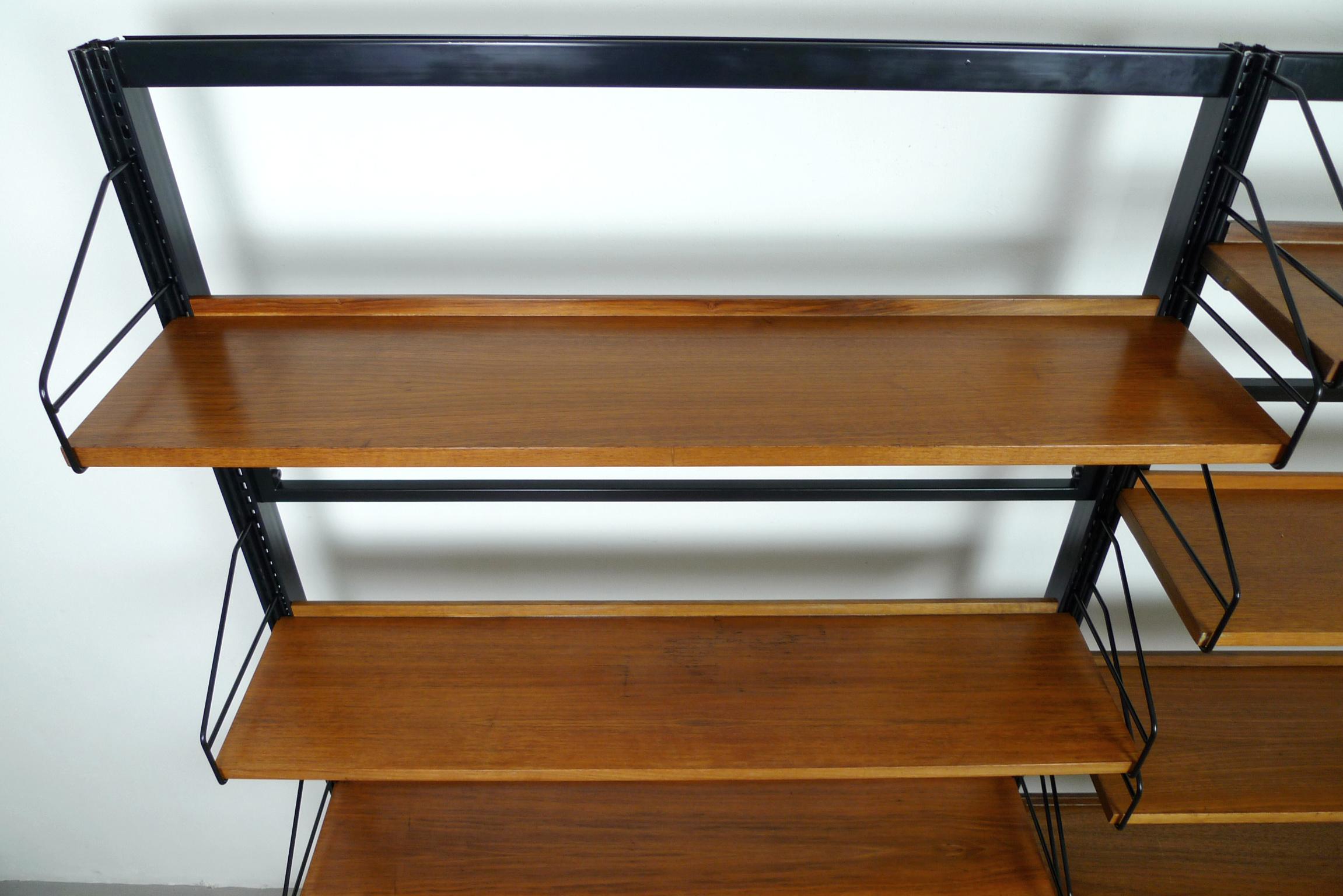 Freestanding Shelving Unit with Walnut Shelves, Germany, 1960s 3