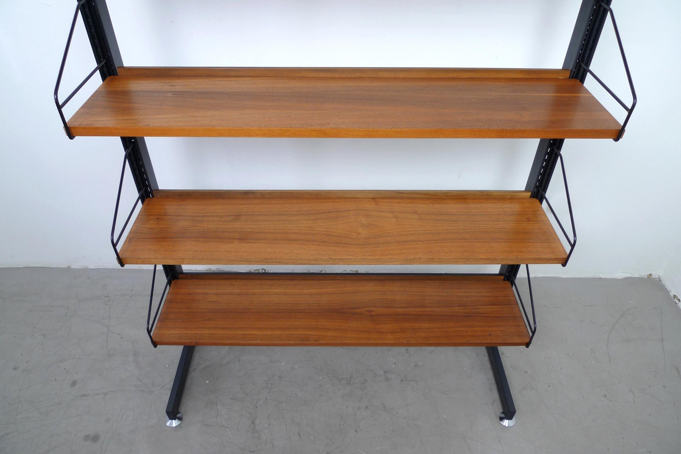 Freestanding Shelving Unit with Walnut Shelves, Germany, 1960s 2