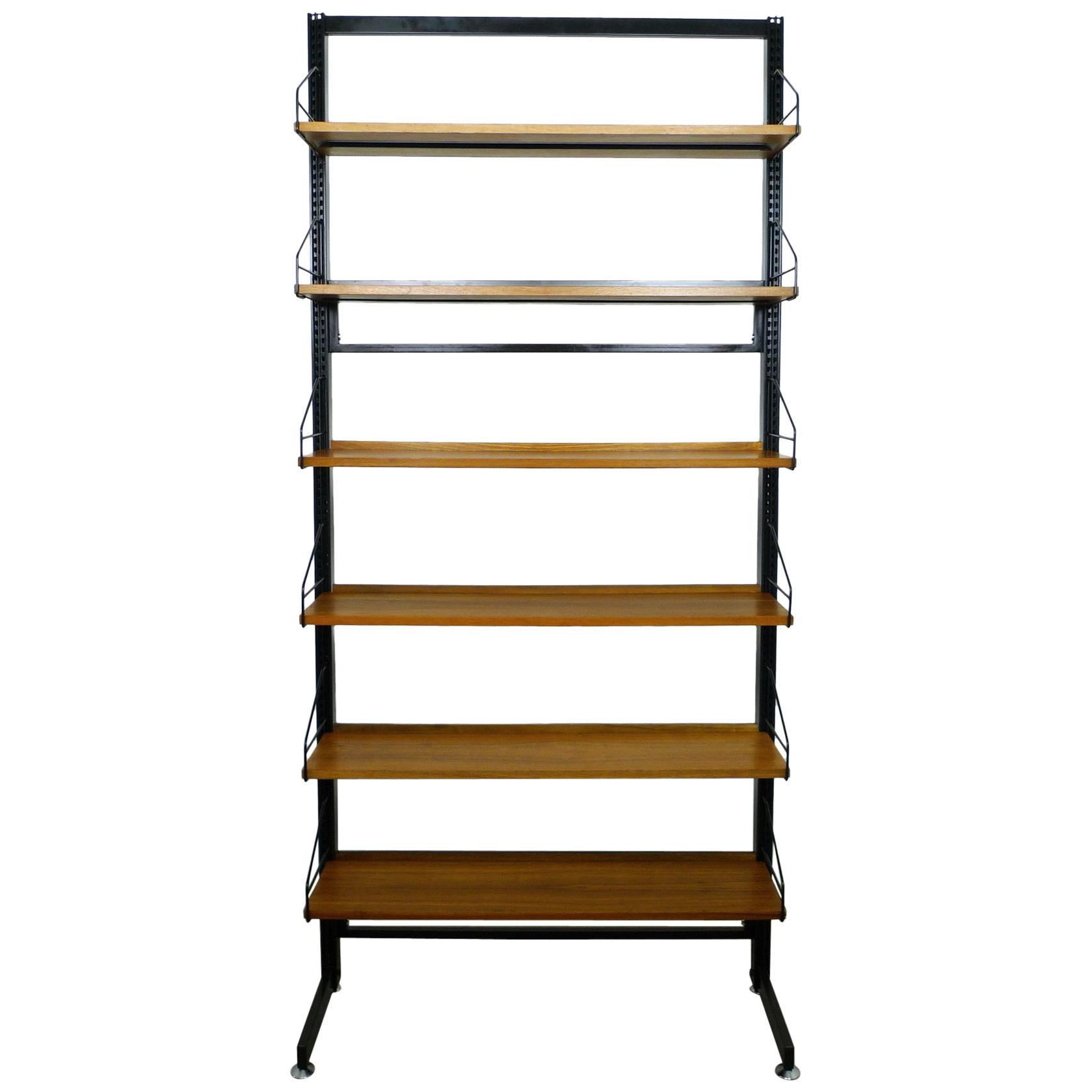 Freestanding Shelving Unit with Walnut Shelves, Germany, 1960s