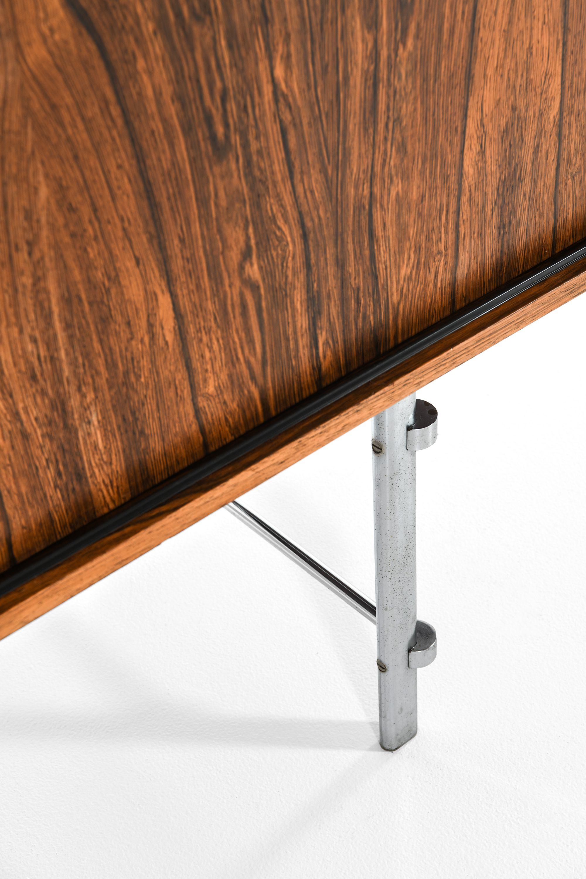 Freestanding Sideboard in Rosewood and Chromed Steel by Jan Lunde Knudsen For Sale 1