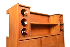 Freestanding Teak Cocktail Bar With White Laminate Top