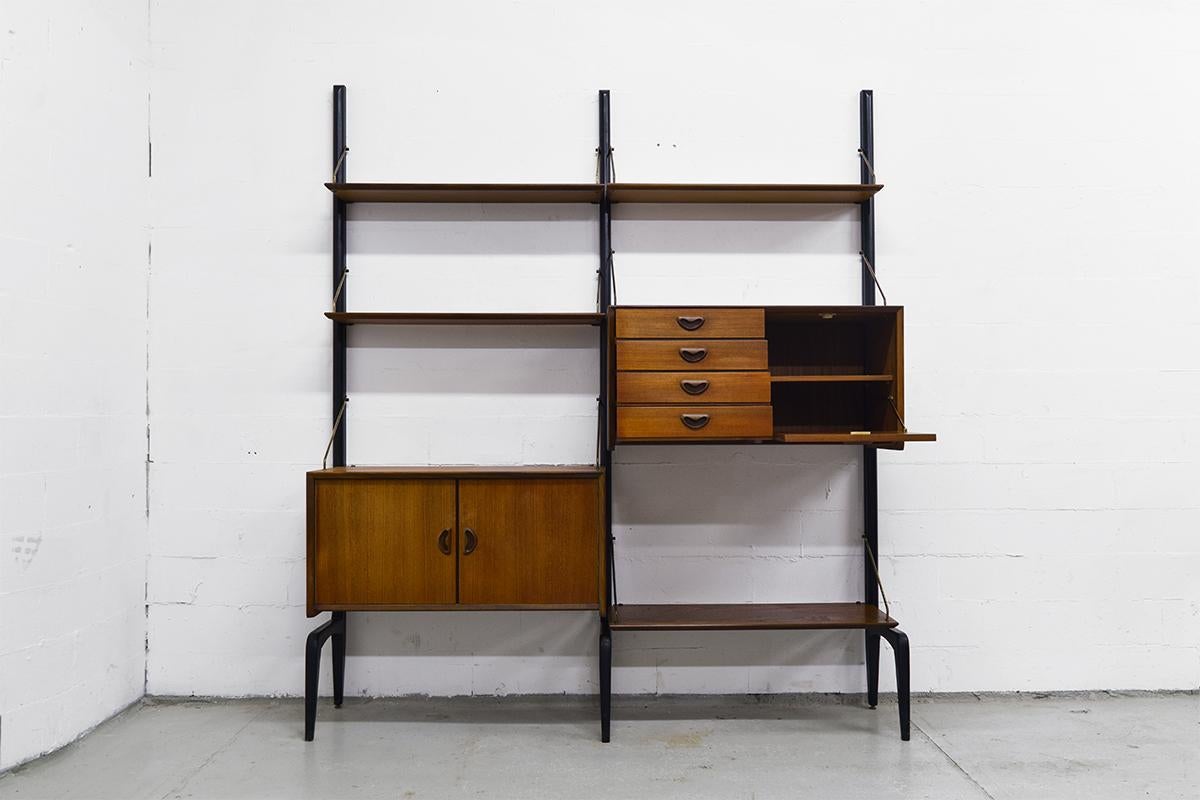 Freestanding Teak Modular Wall System by Louis Van Teeffelen for Webe, 1950s (Niederländisch)