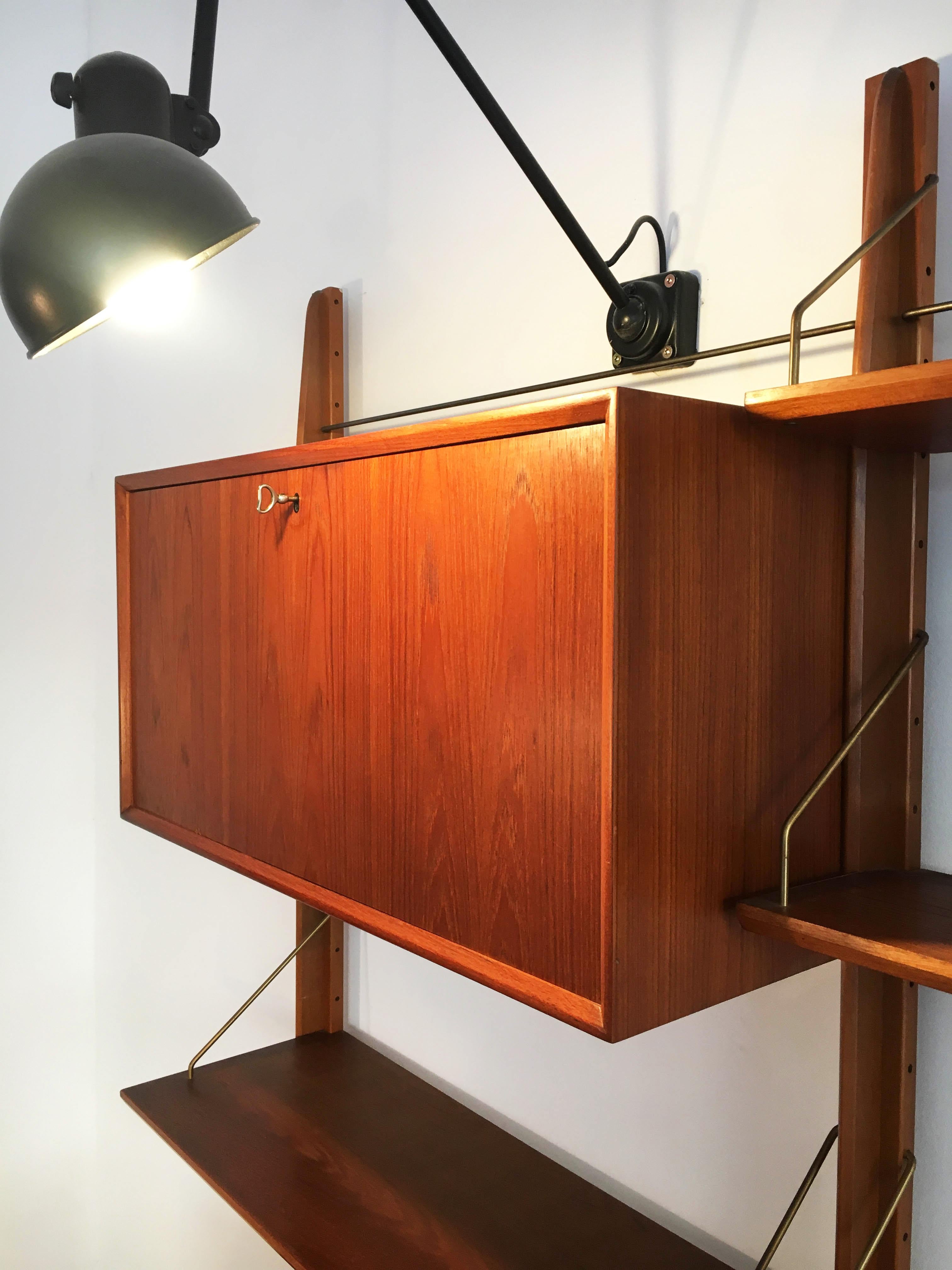 Teak Freestanding teak wall unit by Fredrik A. Kayser for Gustav Bahus, Norway, 1960s For Sale