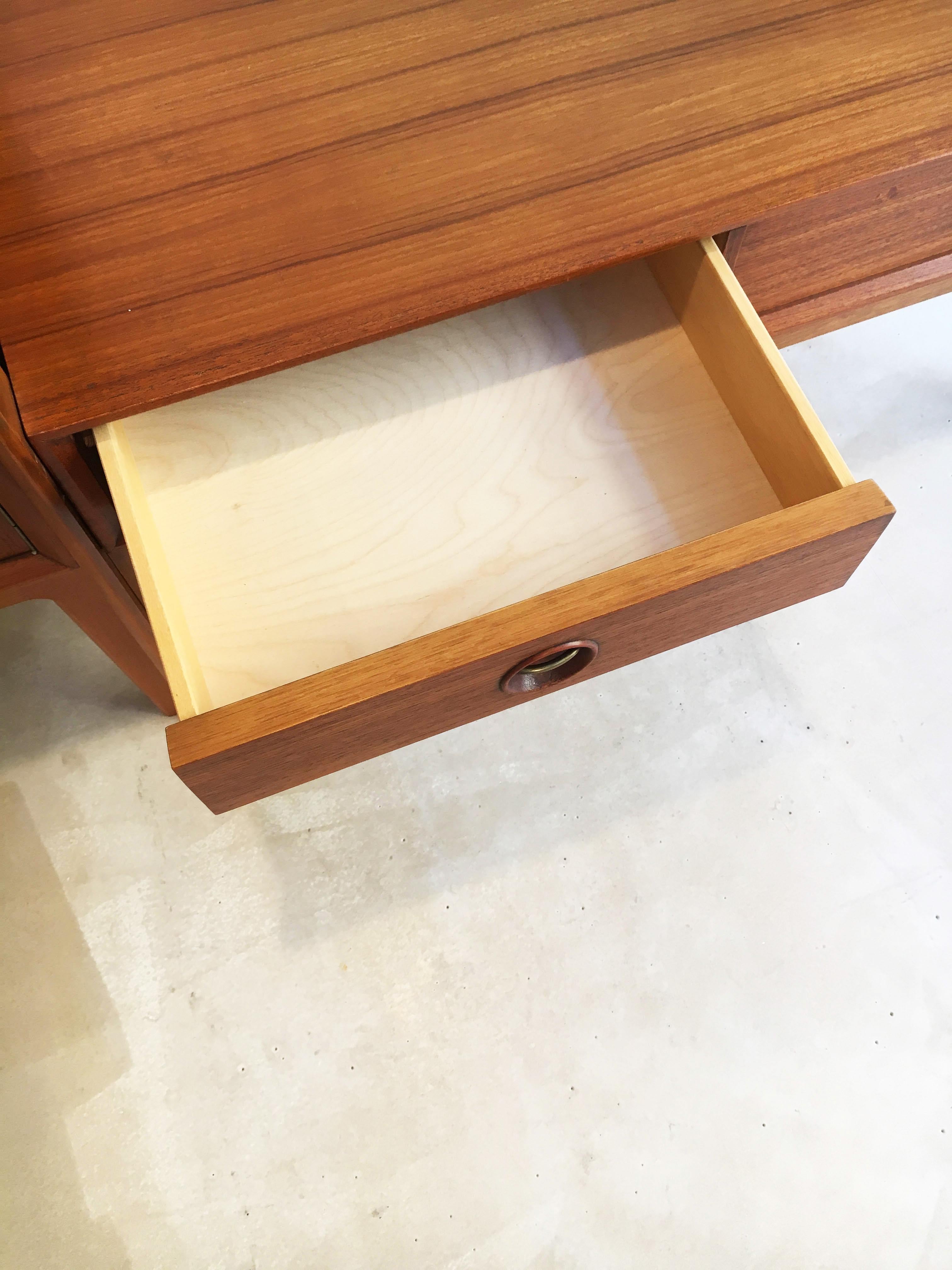 Freestanding Teak Wall Unit by Fredrik A. Kayser for Gustav Bahus, Norway, 1960s For Sale 8