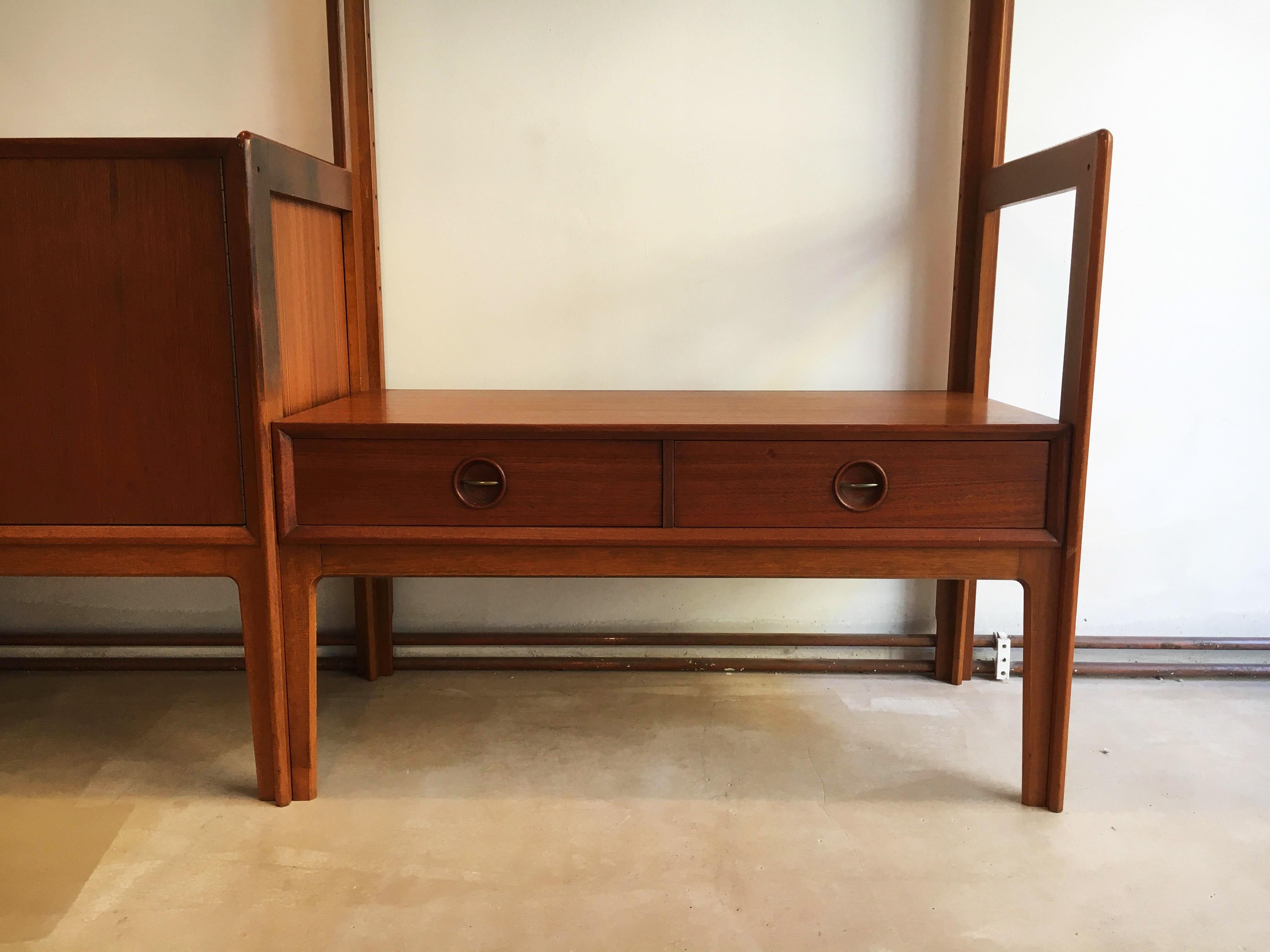 Freestanding Teak Wall Unit by Fredrik A. Kayser for Gustav Bahus, Norway, 1960s For Sale 12