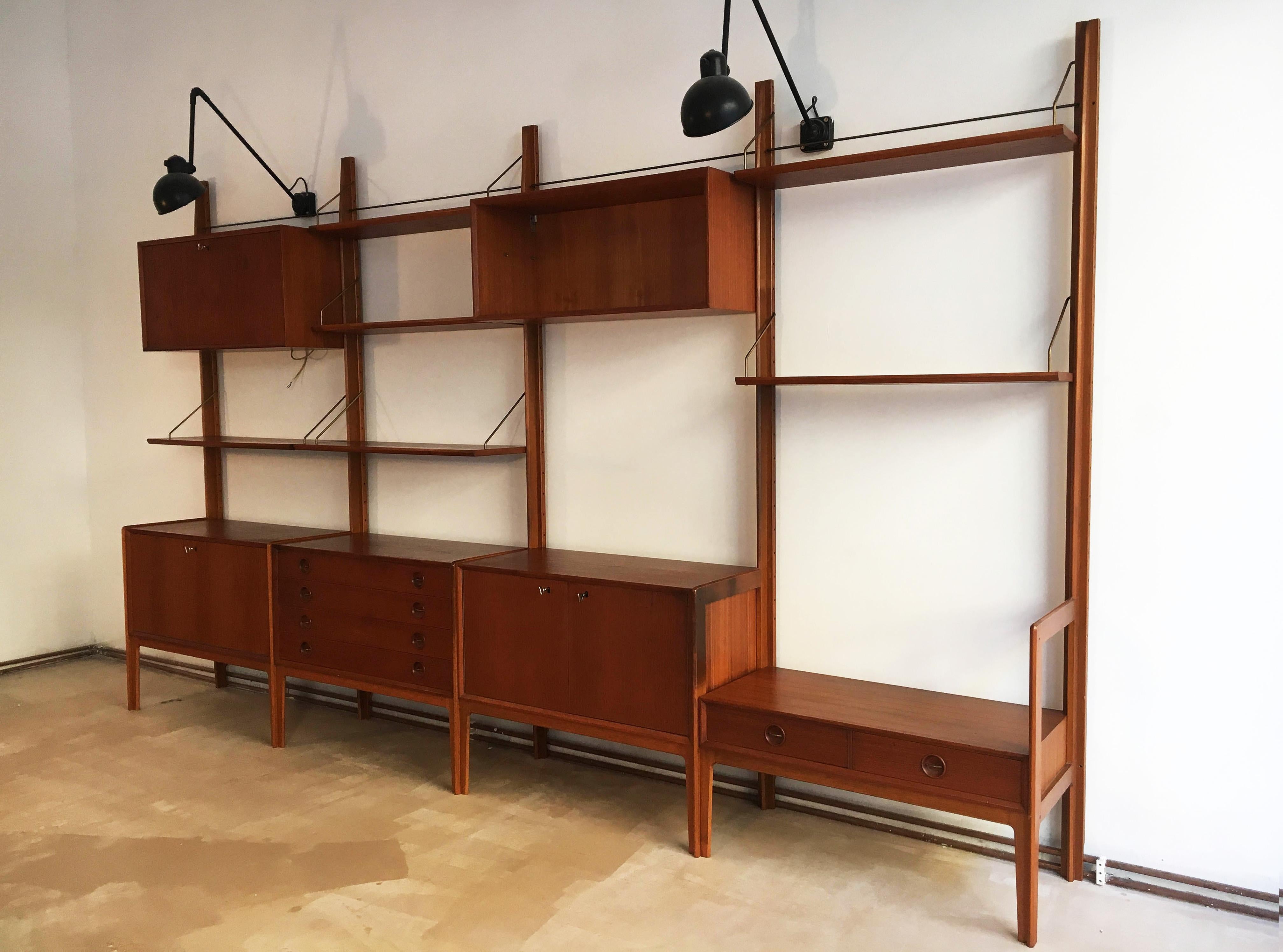 Freestanding Teak Wall Unit by Fredrik A. Kayser for Gustav Bahus, Norway, 1960s For Sale 13