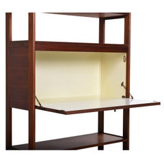 Freestanding Two-Piece Walnut Room Divider Bookshelf