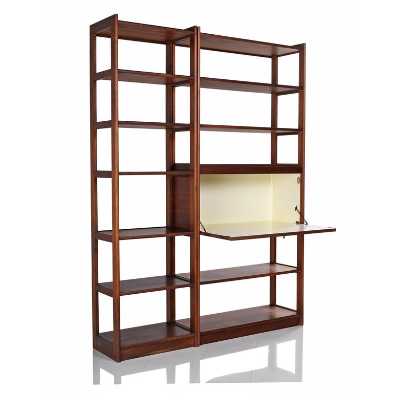 Freestanding TwoPiece Walnut Room Divider Bookshelf at 1stDibs