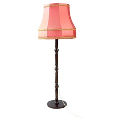 Lampadaire Vintage By avec abat-jour original en tissu rose, Tchécoslovaquie