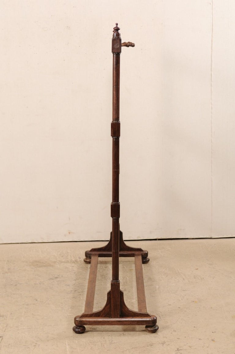 Freestanding Vintage Wood Coat and Hat Rack Raised on Bun Feet at