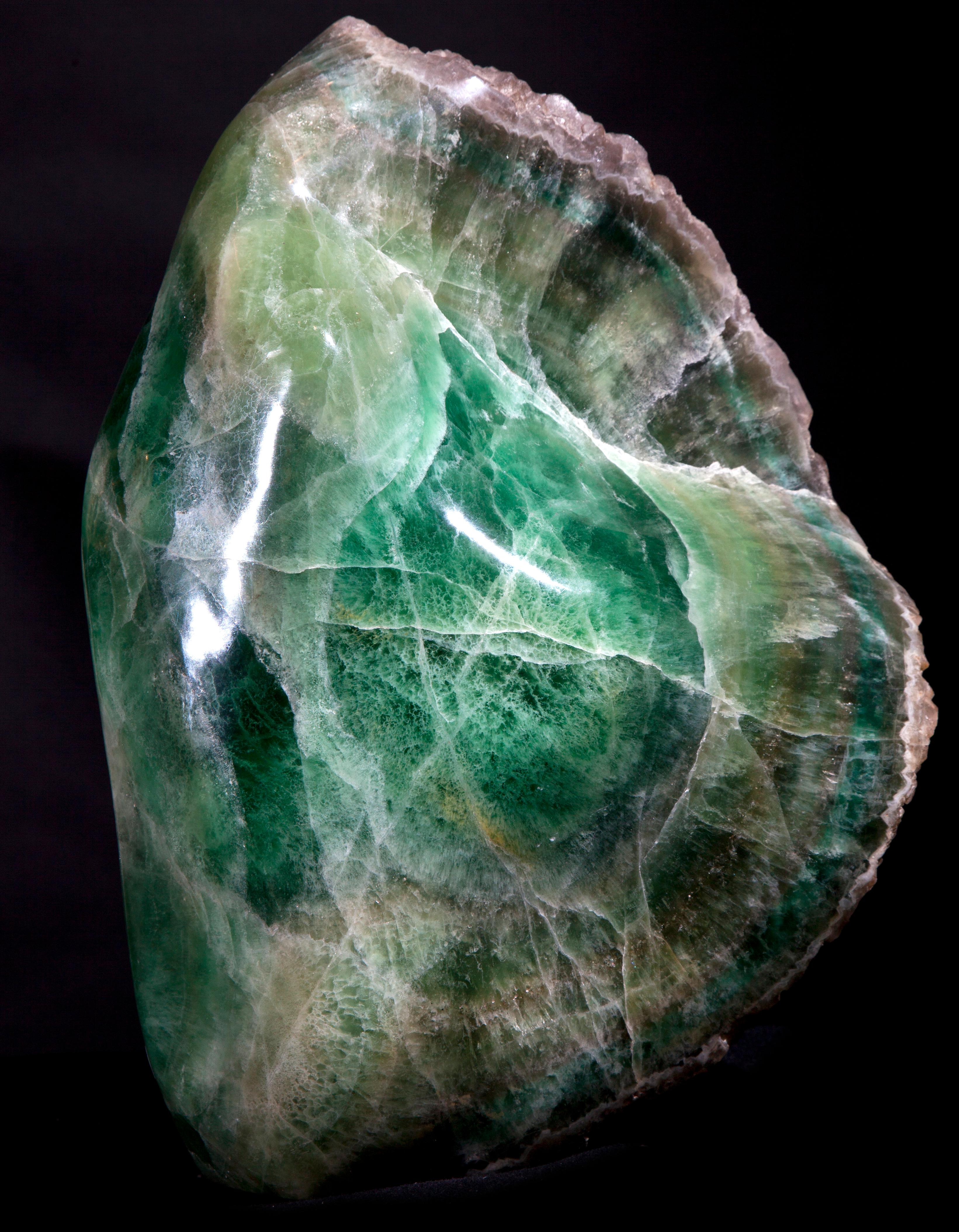 18th Century and Earlier Freestanding Vivid Green Fluorite, China.