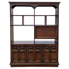 Freestanding Wall Unit – Wooden Room Divider, Rich Finish, USA, c. 1960s