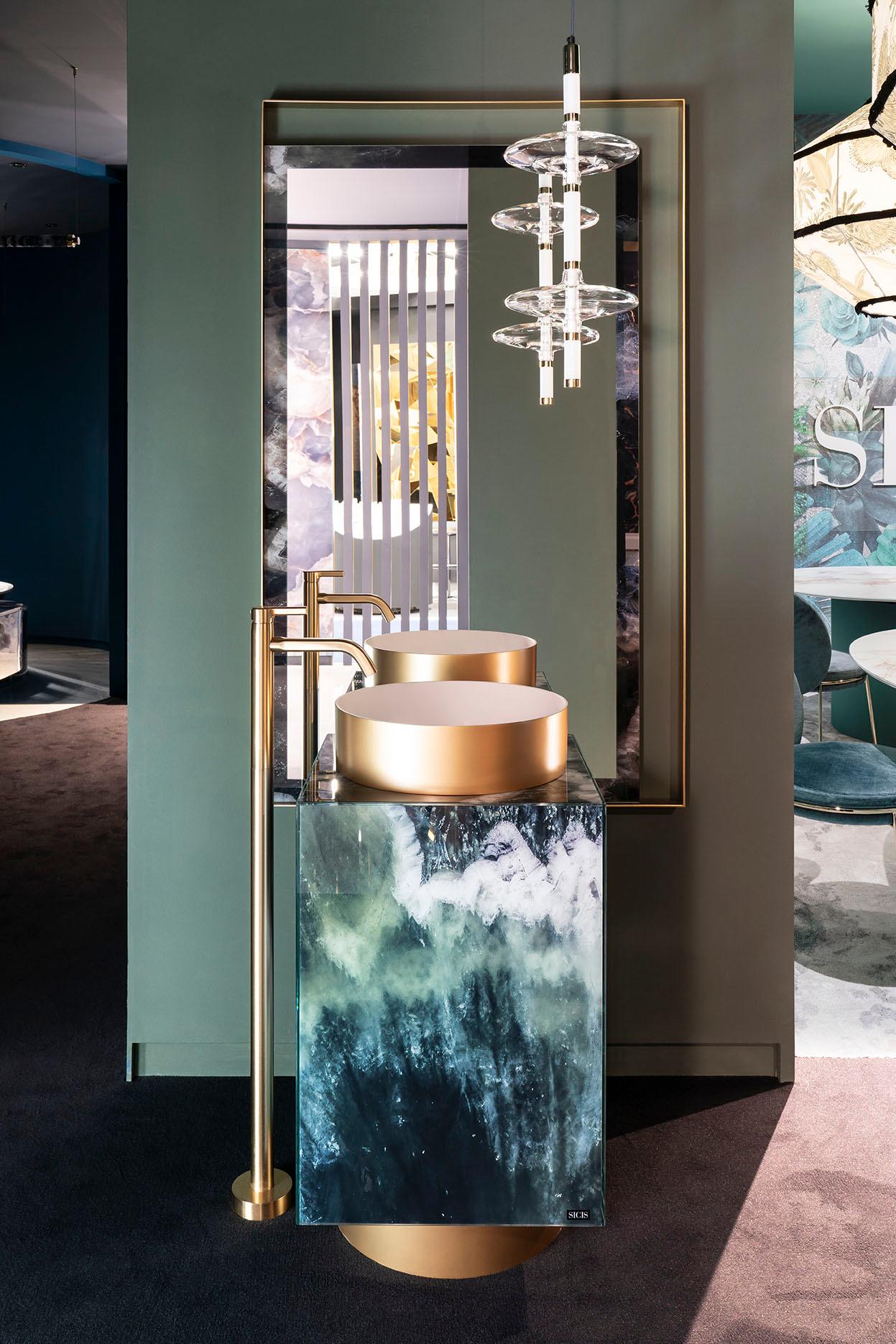 Modern Freestanding Washbasin Solid Surface Metal Finish Backlit Customizable For Sale