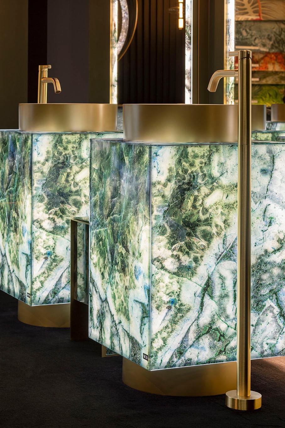 Contemporary Freestanding Washbasin Solid Surface Metal Finish Backlit Customizable For Sale