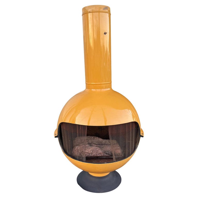 Freestanding Yellow Gas Fireplace For Sale at 1stDibs