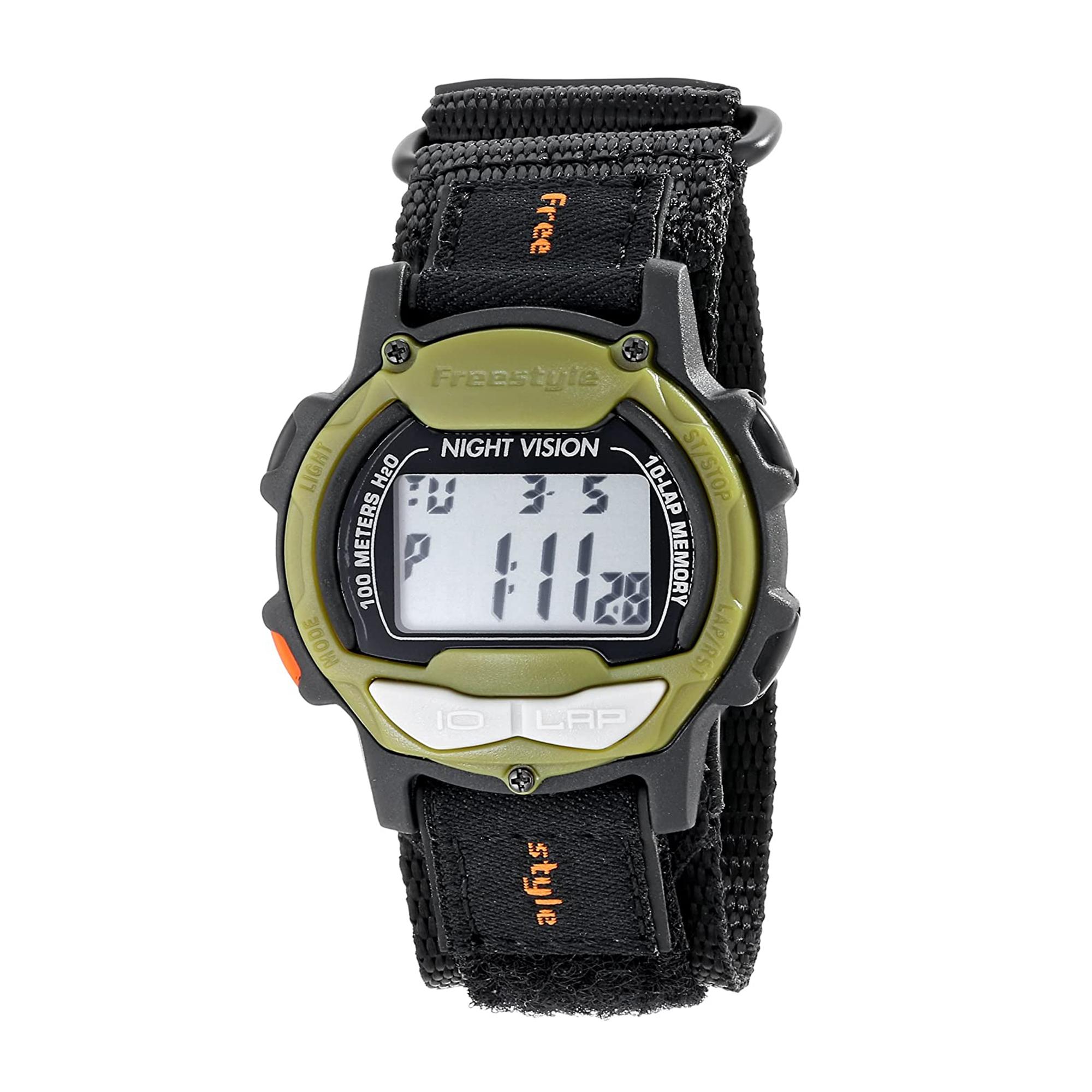 Freestyle Predator 10-Lap Digital Herrenuhr mit grauem Zifferblatt und schwarzem Nylonarmband 103317 für Damen oder Herren