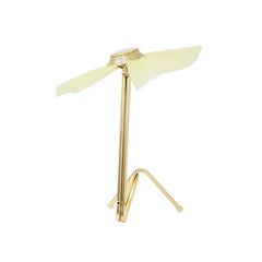 "Freevolle" Sculpture Lady Lamp, Lemon lampshade, Brass Body