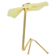 "Freevolle" Sculpture Lady Lamp, Lemon lampshade, Brass Body