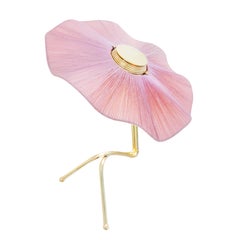 Freevolle Sculpture Feminine Table Lamp, Brass, rose silk, art silvered glass