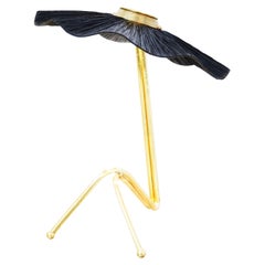 Freevolle Sculpture Feminine Table Lamp, Brass black raffia art silvered glass