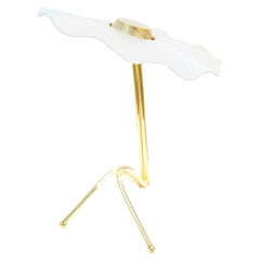 Freevolle Sculpture Feminine Table Lamp, Brass white raffia art silvered glass