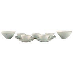 Freidl Holzer Kjellberg for Arabia, Five Coffee Cups with Saucers and Two Bowls