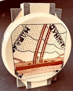 "Freighter with Nautical Flags, " Exceptional, Large Art Deco Vase by Lallemant